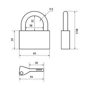 Булат Замок навесной ВС 3-C70MX d=9мм #223699